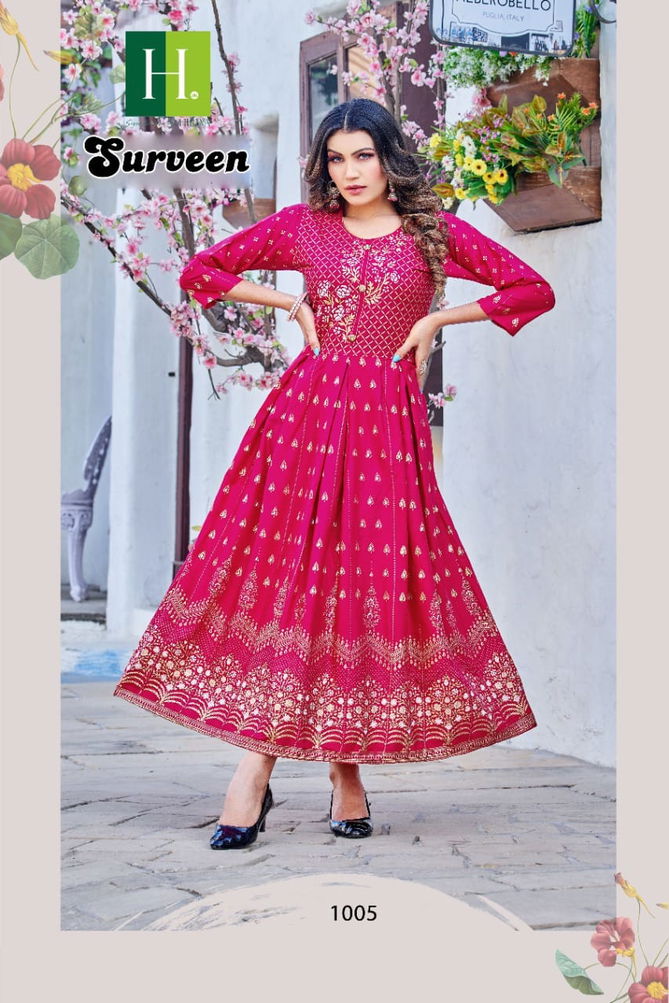 Surveen By Hirwa Anarakali Kurtis Catalog
